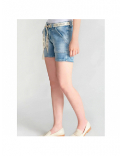 Short en jean bloom ceinture bleu femme - Le Temps Des Cerises