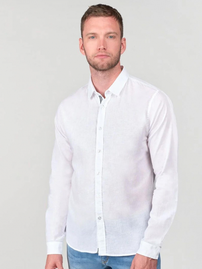 Chemise en lin rodes blanc homme - Le Temps Des Cerises