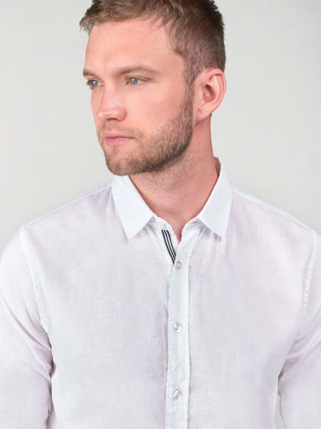 Chemise en lin rodes blanc homme - Le Temps Des Cerises