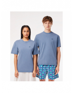 T-shirt uni logo bleu homme - Lacoste