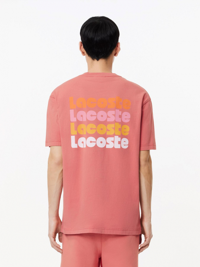 T-shirt logo brodé dos imprimé vieux rose homme - Lacoste