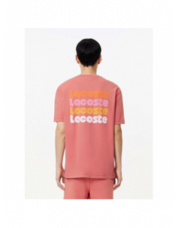 T-shirt logo brodé dos imprimé vieux rose homme - Lacoste