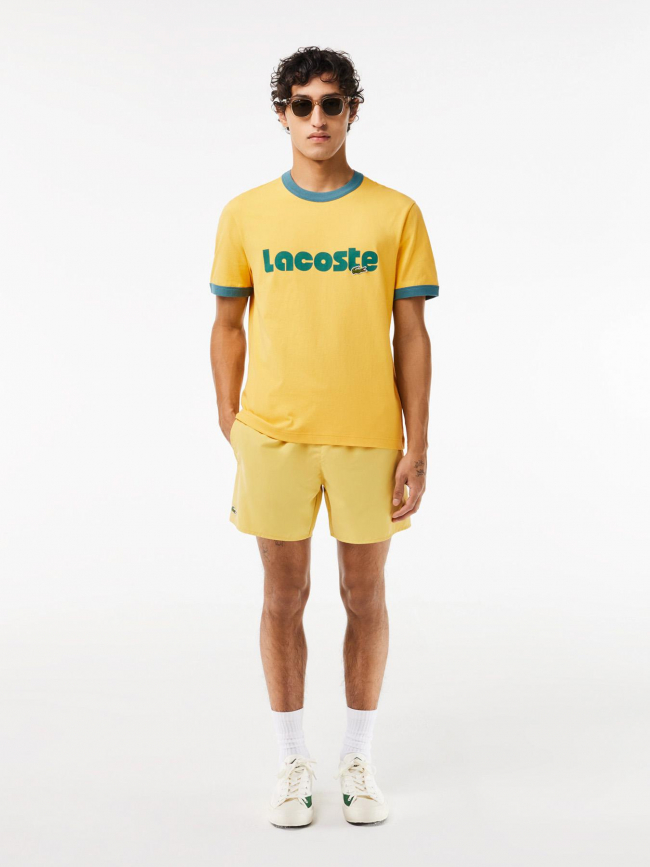 T-shirt imprimé logo vert jaune homme - Lacoste