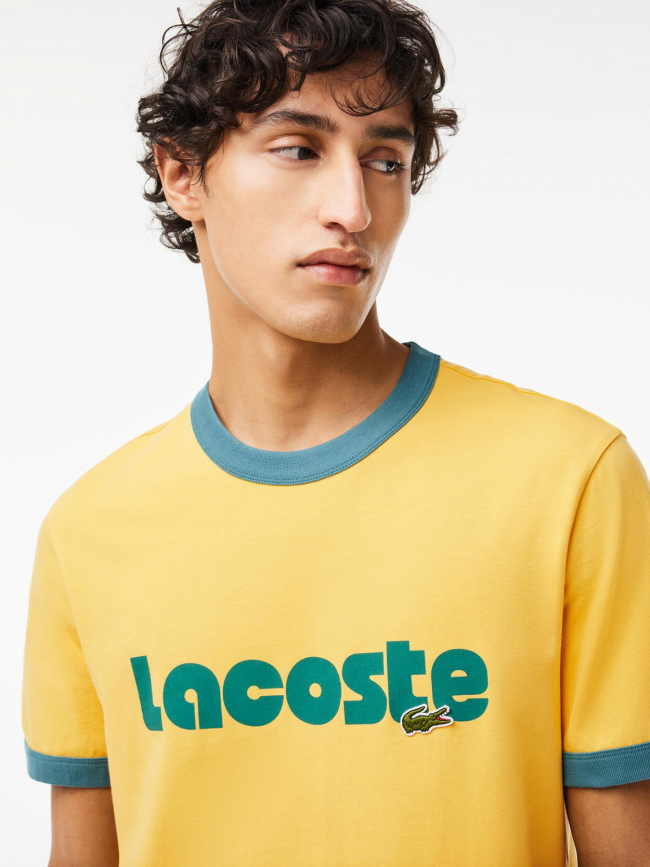 T-shirt imprimé logo vert jaune homme - Lacoste