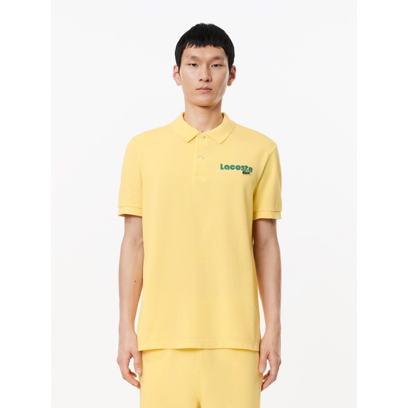 Polo col bord cotes ma jaune homme - Lacoste