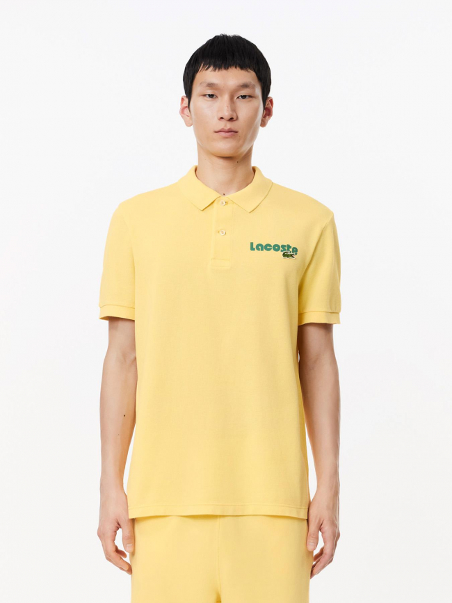 Polo col bord cotes ma jaune homme - Lacoste