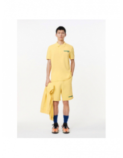 Polo col bord cotes ma jaune homme - Lacoste