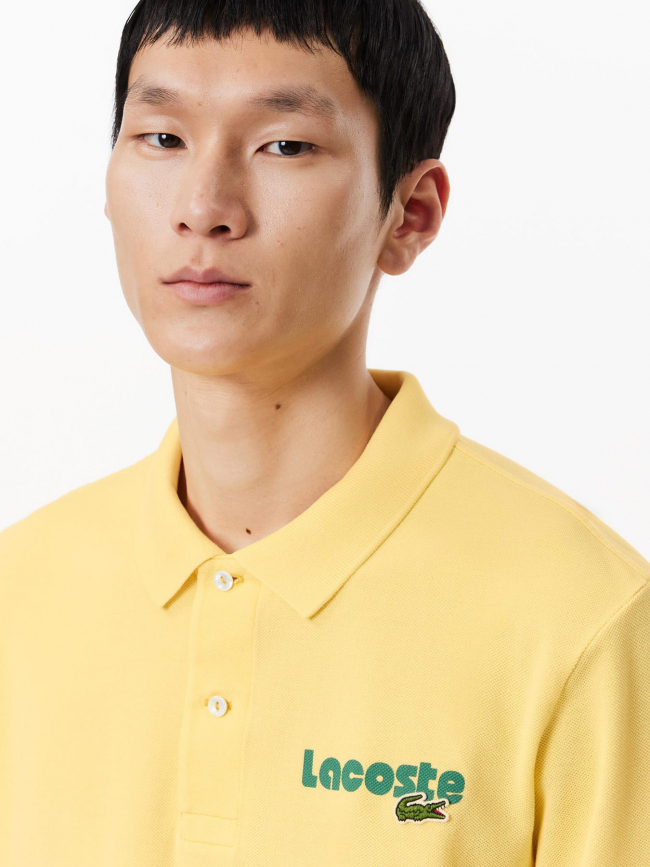 Polo col bord cotes ma jaune homme - Lacoste