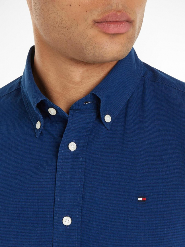 Chemise manches courtes fake solid bleu homme - Tommy Hilfiger