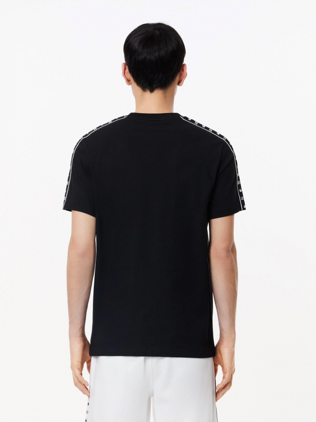 T-shirt uni bandes logo noir homme - Lacoste