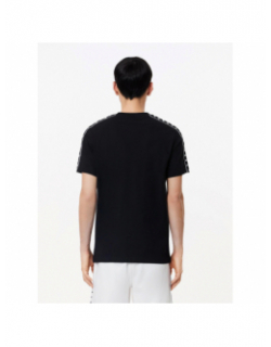 T-shirt uni bandes logo noir homme - Lacoste