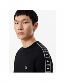 T-shirt uni bandes logo noir homme - Lacoste