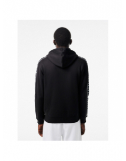 Sweat à capuche zippé logo manches noir homme - Lacoste