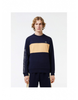 Sweatshirt logo brodé bicolore bleu marine homme - Lacoste