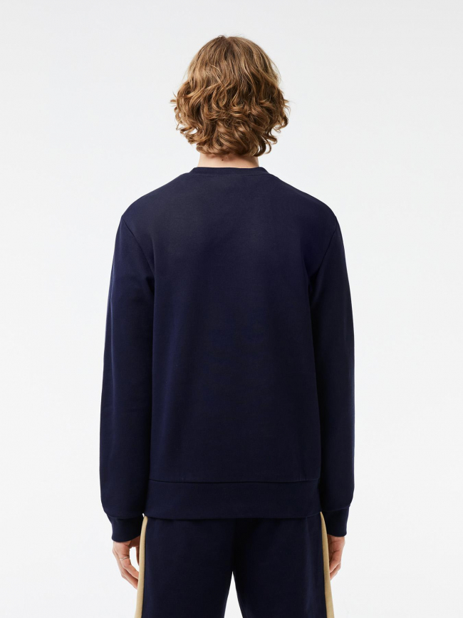 Sweatshirt logo brodé bicolore bleu marine homme - Lacoste