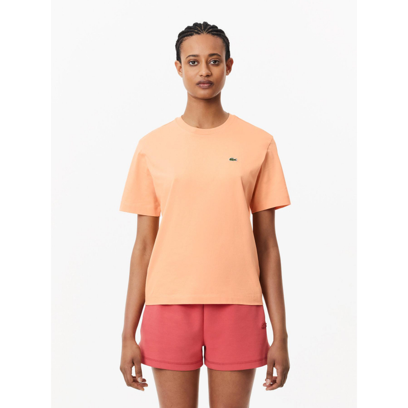 T-shirt uni logo orange femme - Lacoste