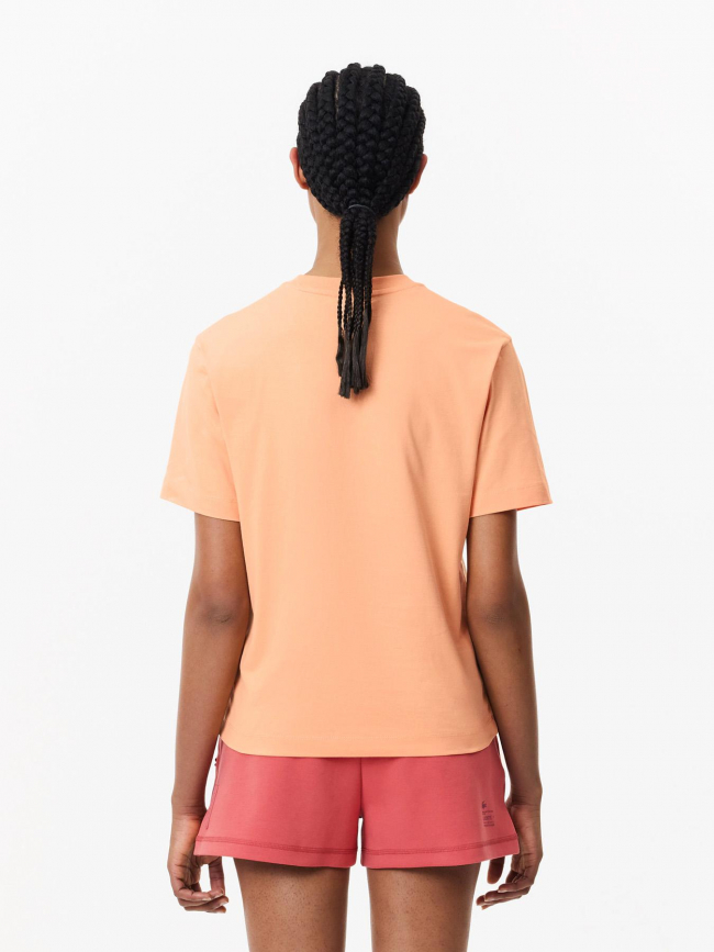 T-shirt uni logo orange femme - Lacoste