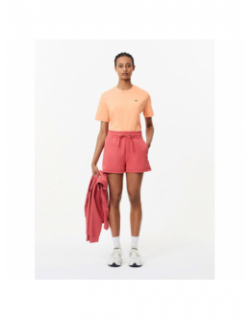 T-shirt uni logo orange femme - Lacoste