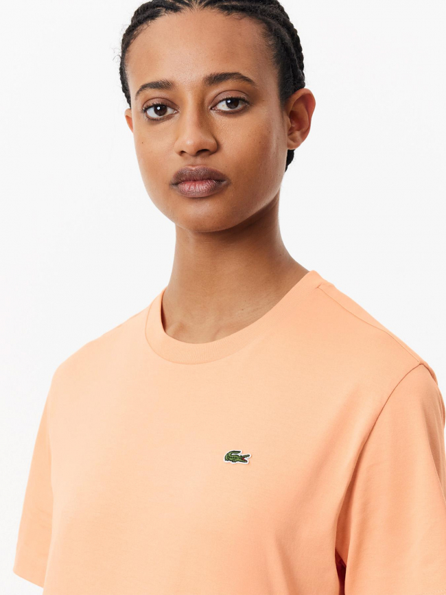 T-shirt uni logo orange femme - Lacoste