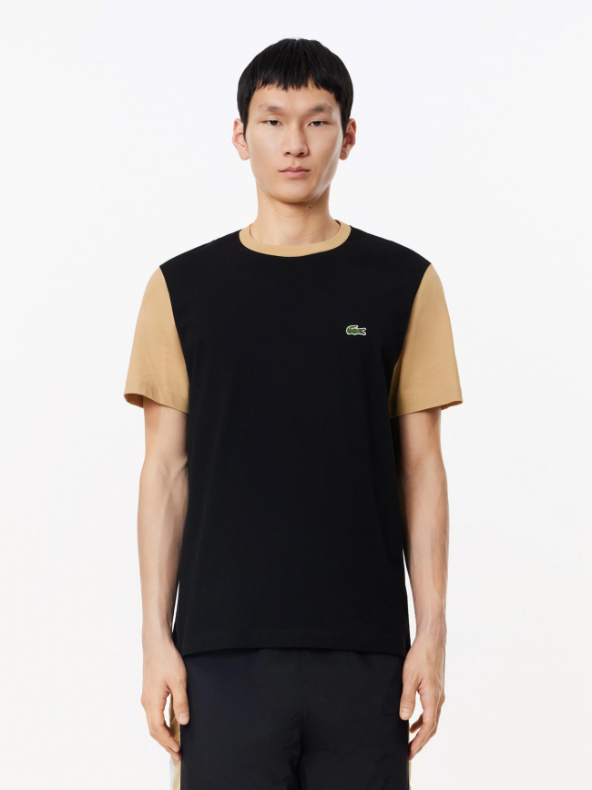 T-shirt uni col beige noir homme - Lacoste