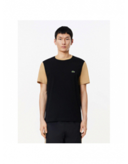 T-shirt uni col beige noir homme - Lacoste