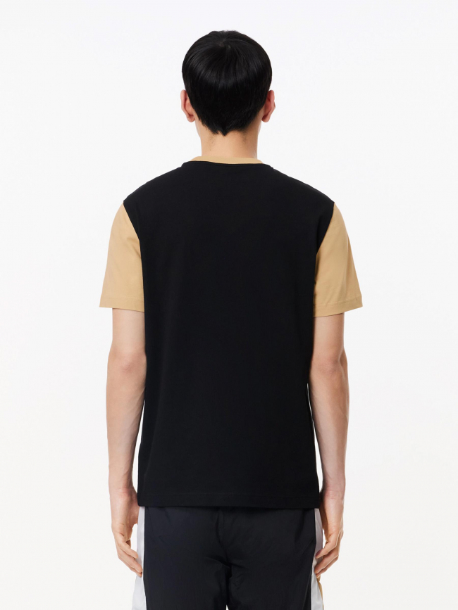 T-shirt uni col beige noir homme - Lacoste
