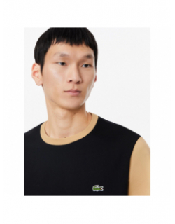 T-shirt uni col beige noir homme - Lacoste