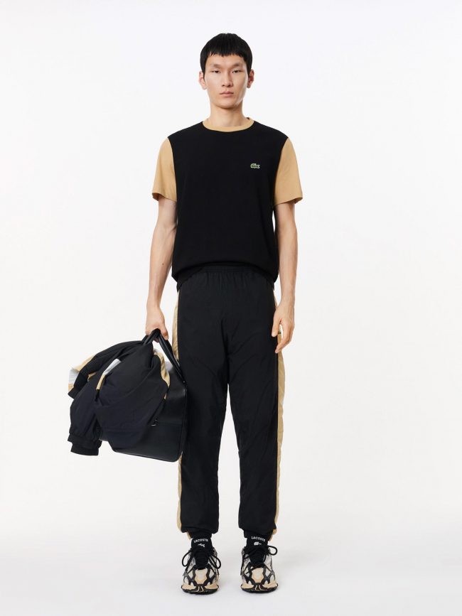 T-shirt uni col beige noir homme - Lacoste