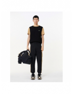 T-shirt uni col beige noir homme - Lacoste