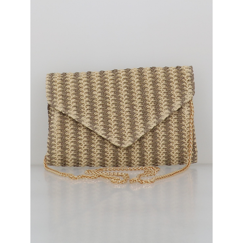 Pochette convertible bandoulière beige naturel femme - Pieces