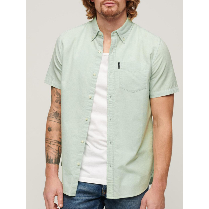 Chemise manches courtes oxford vert homme - Superdry