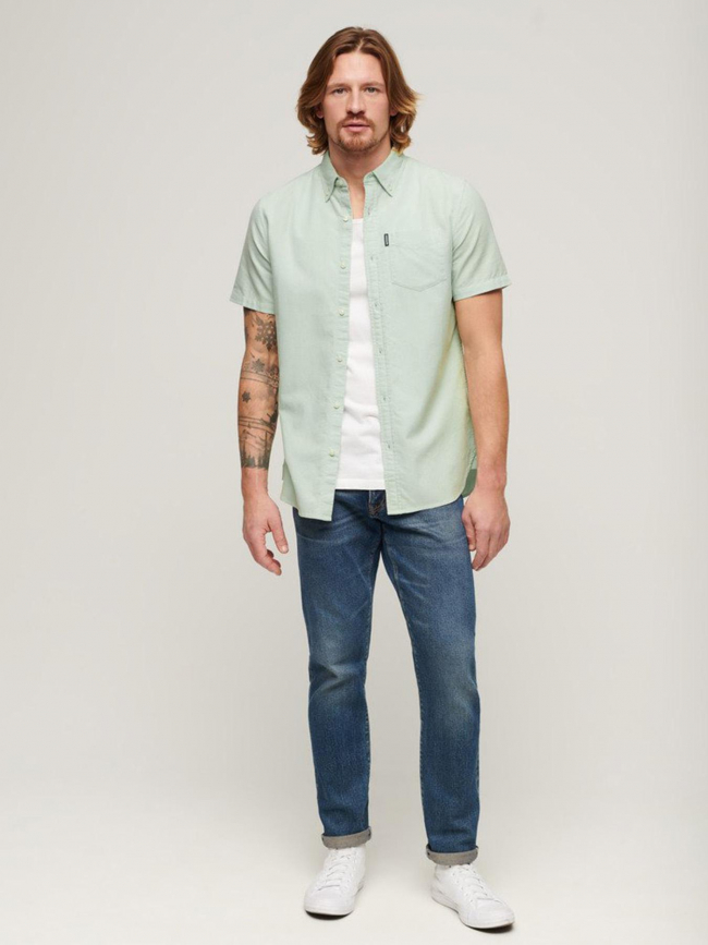 Chemise manches courtes oxford vert homme - Superdry