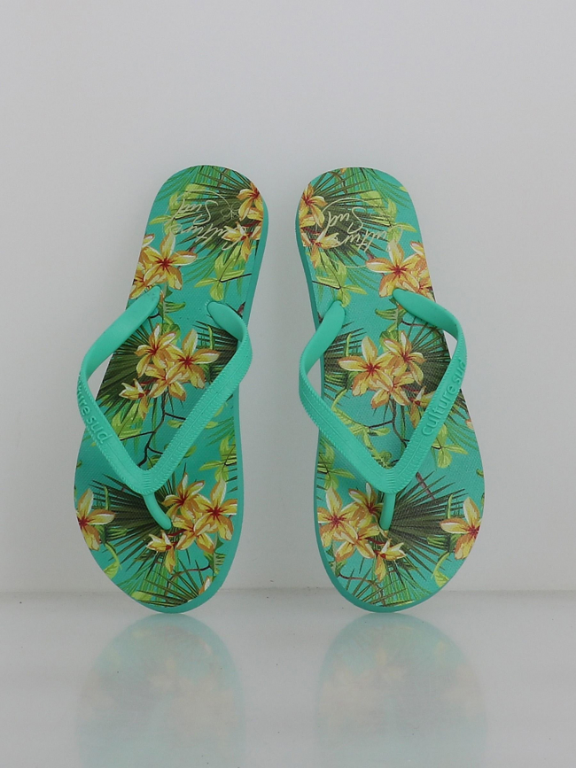 Tongs tahiti fleurs vert femme - Culture Sud