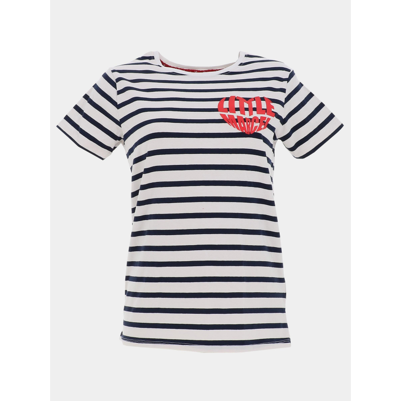 T-shirt marinière coeur bleu blanc femme - Little Marcel