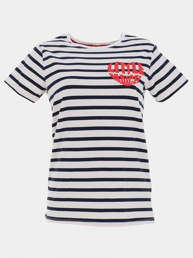 T-shirt marinière coeur bleu blanc femme - Little Marcel