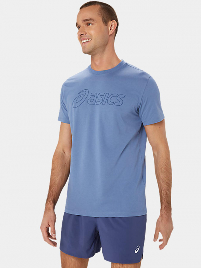 T-shirt logo uni bleu homme - Asics