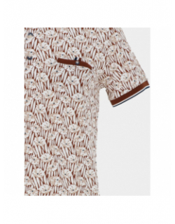 Polo imprimé groove marron blanc homme - Benson & Cherry