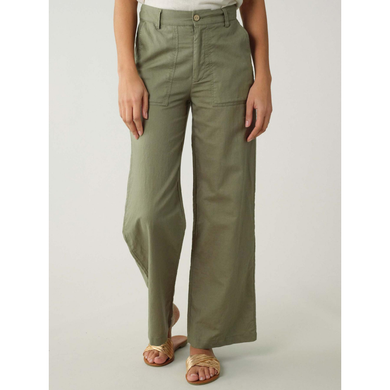 Pantalon ample en lin sohana kaki femme - Deeluxe