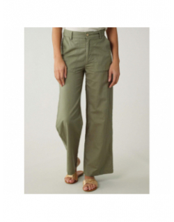 Pantalon ample en lin sohana kaki femme - Deeluxe