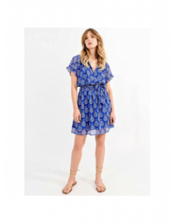 Robe courte imprimés mathild bleu femme - Molly Bracken