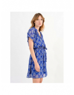 Robe courte imprimés mathild bleu femme - Molly Bracken