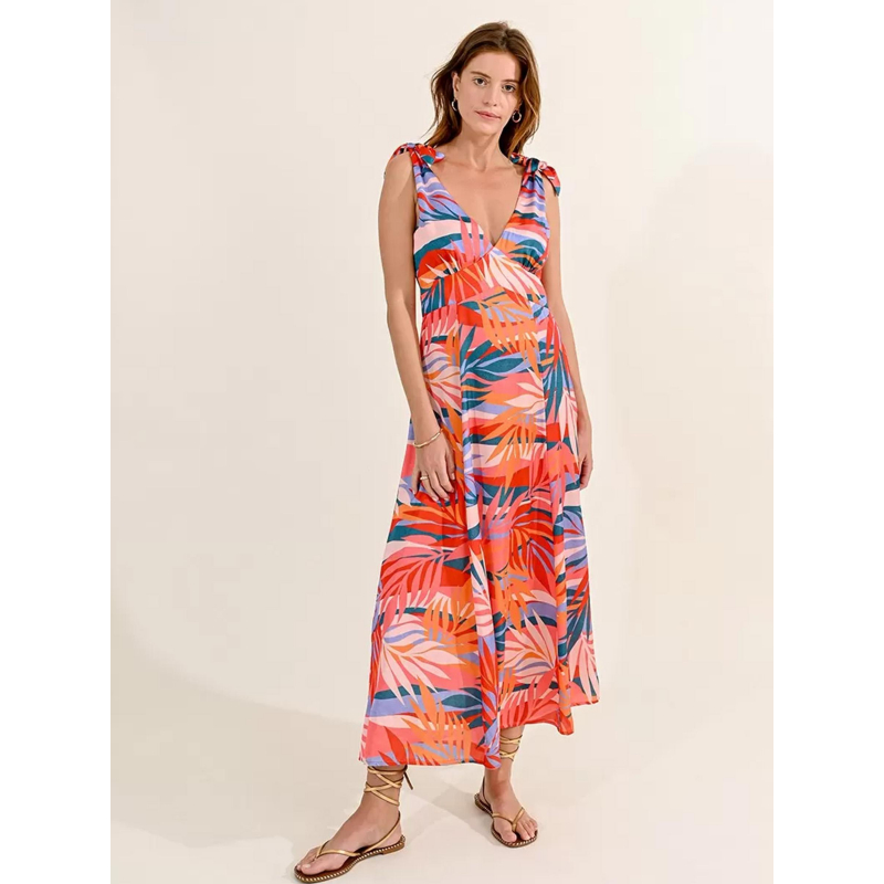 Robe longue bretelles nouées multicolore femme - Molly Bracken