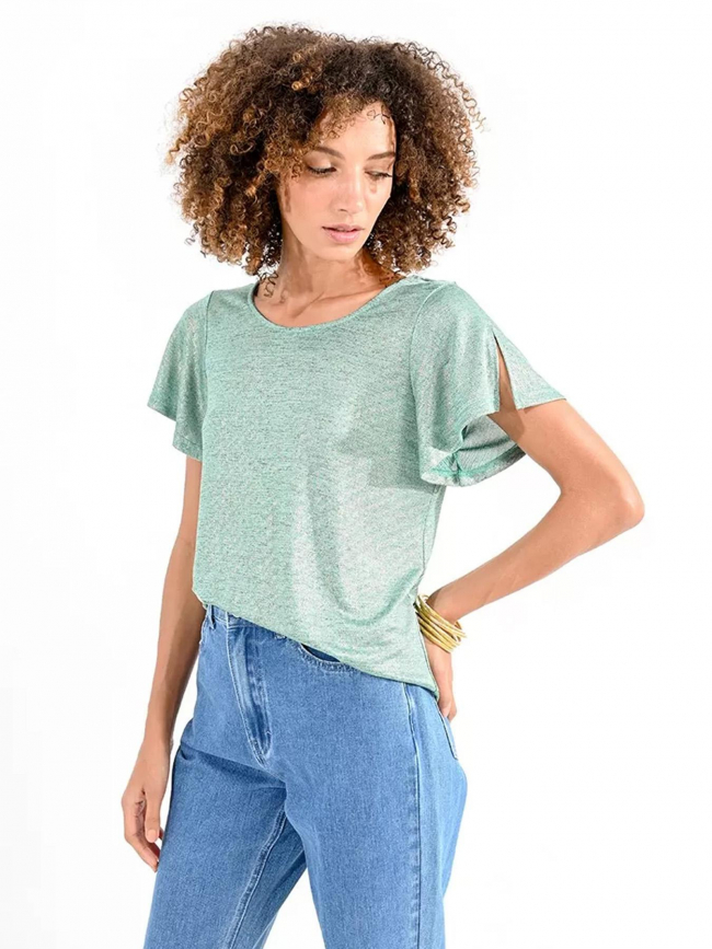 T-shirt fluide brillant vert femme - Molly Bracken