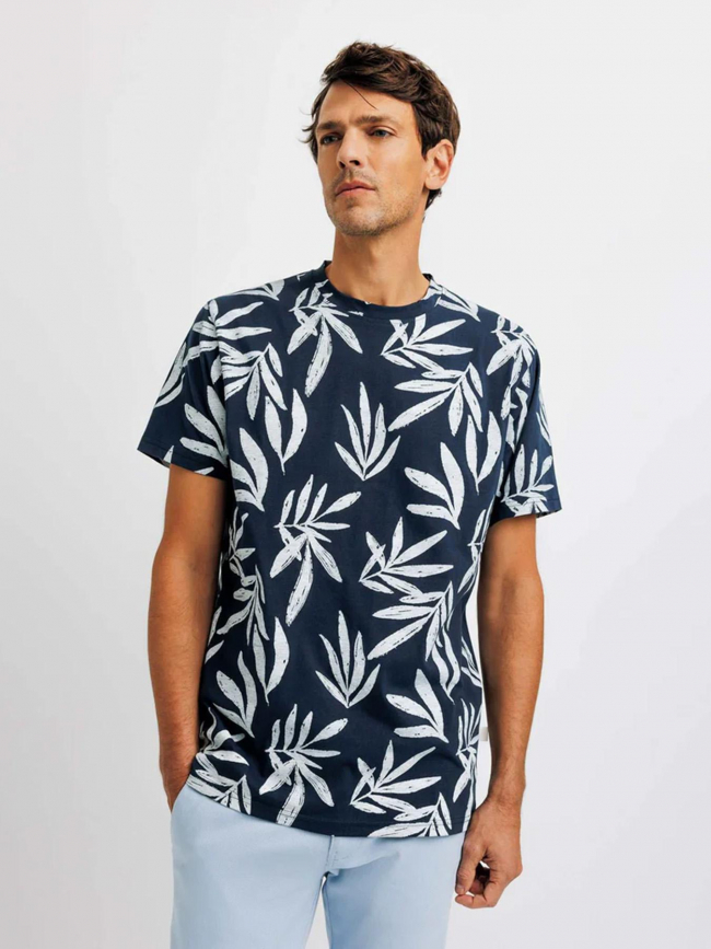 T-shirt à fleurs gafleur bleu marine homme - Izac