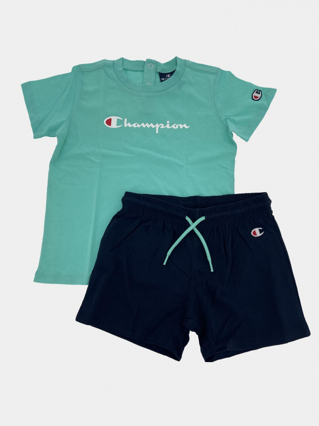 Ensemble t-shirt short bleu turquoise enfant - Champion