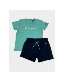 Ensemble t-shirt short bleu turquoise enfant - Champion