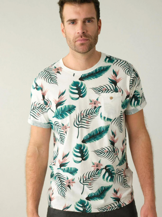 T-shirt nubie imprimé floral blanc homme - Deeluxe