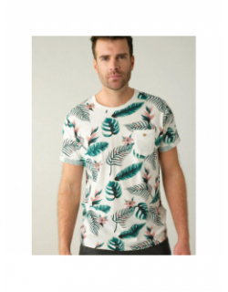 T-shirt nubie imprimé floral blanc homme - Deeluxe