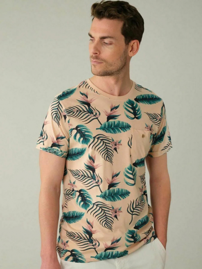 T-shirt nubie imprimé floral rose homme - Deeluxe