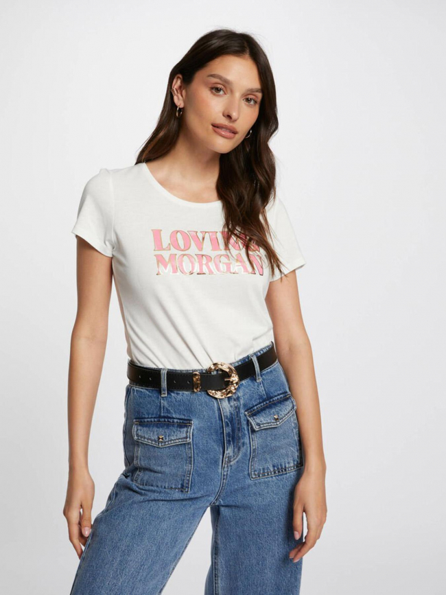 T-shirt loven blanc femme - Morgan